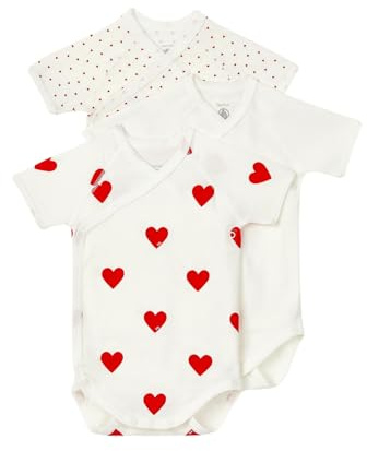 Petit Bateau A04O7, Body de Manga Corta para Recién Nacido Unisex bebé (Pack de 3), Variante 1, 0 meses