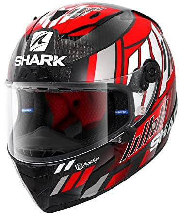 Shark Race-R Pro Carbon Replica Zarco Speedblock Helm (White/Red,M (57/58))