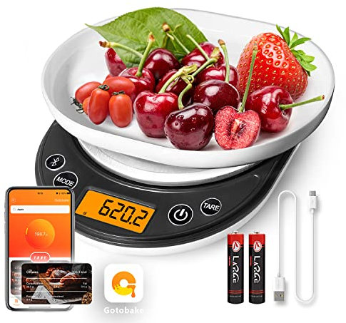 UNIWEIGH Digital Kitchen scales,Smart Food Scales Calorie Counting,USB Rechargeable Cooking Scales with Nutrition Calculator,LCD Display,Tare,6 Units,3kg/0.1g,Great for Healthy Diet,Stainless Steel