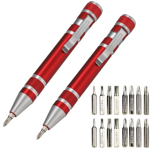 LATRAT Lot de tournevis 8 en 1 Mini gadgets pour réparation, 4 croix et 4 mini plats, kit d'outils de réparation pour PC, lunettes, montres, téléphone portable, ordinateur portable, etc (rouge)