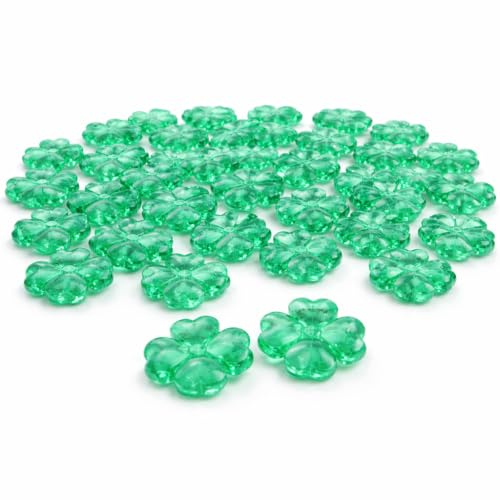 PMLAND Lucky Four Leaf Clover Table Scatter – 70+ PCS Mini Acrylic Green Shamrock Decorations for St Patrick’s Day Decor, Party Centerpieces, Table Decor & Crafts