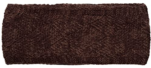 styleBREAKER Damen Strick Stirnband Rauten Fleece, Dunkelbraun | Elastischer Ohrenwärmer, 24 cm Bundweite ungedehnt, 9,5 cm breit, passend für 48-59 cm Kopfumfang, Thermo-Innenfutter.