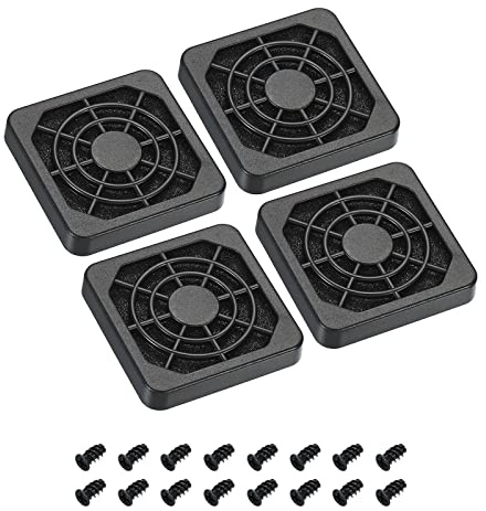 PATIKIL 40mm Cooling Fan Filter with Screw, 4 Pack ABS Ventilator Grill Protector Guard for Fan Protective Cover DIY, Black