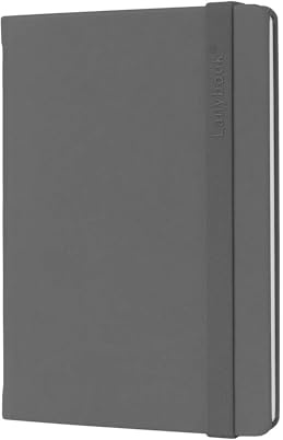 Lanybook Nature | Notizbuch aus Apfelleder | A5 | grau | kariert | mit praktischem Verschlussband | 192 Seiten