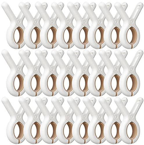 24 Pack Plastic Clothes Pins with Strong Anti-Rust Springs,Heavy Duty Beach Towel Clips,Laundry Clothespins to Keep Your Towel, Clothes, Blankets to Dry on Clothesline and Hanging Rack