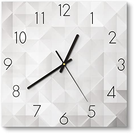 DEQORI Glasuhr | 30x30 cm | Motiv Symmetrische Rauten | ausgefallene leise Design Uhr aus Glas | Wanduhr für Wohnzimmer & Küche | moderne Hingucker Uhr für die Wand