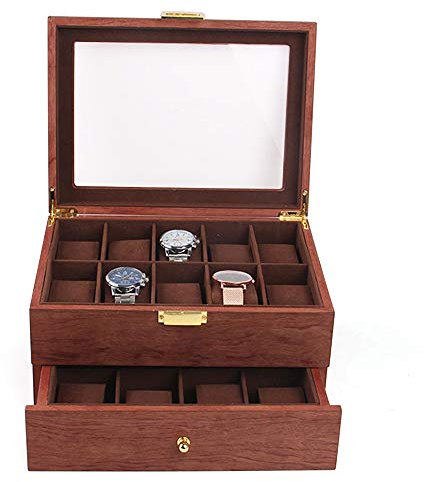 WOQLIBE Uhrenaufbewahrungsbox Uhrenbox für 20 Uhren Uhrenschatulle Holz Acryl Uhrenbox Uhrenkasten Uhrenvitrine Uhrentruhe Uhrenschatulle Schmuckkästchen