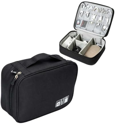 Portable Coffee Maker Carry Case Multifunctional Electronic Cable Bag | Coffee Maker Carrying Bag 2 Layer Electronic Cable Bag Removable Compartments 9.65x7.09x3.9 in for Charger USB Cables