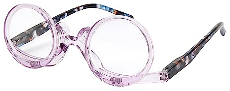 U Scinan Universal Presbyopic Glasses Folding Magnifying Reading Eyeglasses Flip-up Lens Make up Glasses +1.0~+4.0 (Purple, 3.00, x)