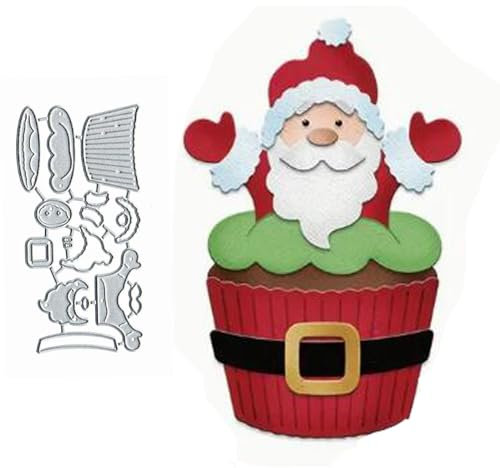 Weihnachts-Tasse Snata Metall-Stanzformen, Merry Christmas Pine Snata Schneeflocke, Stanzschablonen für DIY Einladungskarten, Scrapbooking, Album, dekorative Prägepapier-Stanzformen, Kartenherstellung