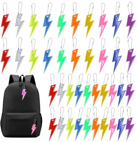 PEUTIER 40st Sicherheitsreflektor Anhänger, 10 Farben Blitz Reflektor Anhänger Kinder mit Ketten Wasserdicht Doppelseitig Reflektierender Schlüsselanhänger für Rucksack Schultasche Wandern Laufen