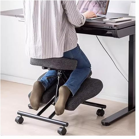 kniestuhl ergonomisch Stuhl mit gekreuzten Beinen und verstellbarem Neigungswinkel, ergonomischer Sitz zur Haltungskorrektur zur Reduzierung von Rückenschmerzen, ADHS-Bürostühle für Erwachsene mit Räd
