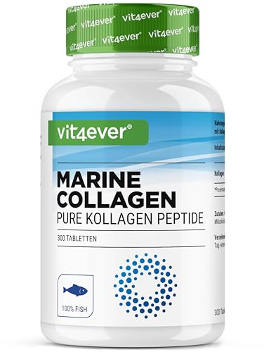vit4ever Marine Kollagen - 300 Tabletten - 3000 mg Fischkollagen - Typ 1