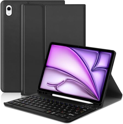 Étui Clavier Compatible avec iPad Air 11 Pouces M3 2025 / M2 2024, AZERTY Français Bluetooth Étui Clavier Compatible avec iPad Air 5 2022/Air 4 2020 10.9