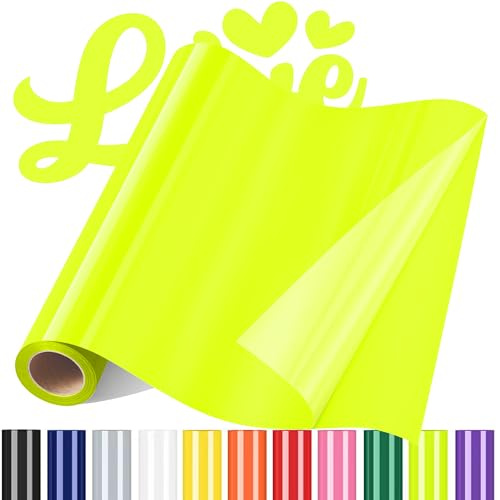 Plotterfolie Textil, Flexfolie Plotter Textil Transferfolie Neongelb | 30.5x183cm Plotter Bügelfolie, Textilien Vinly Transferfolie Plotter für T-Shirt, Hemd, DIY-Kleidung Andere Stoffe