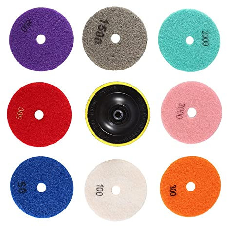 Akozon Almohadillas de Pulido de Diamante húmedas: Kit de Discos de Pulido de 100 Mm para Pulido de Granito, Hormigón y Mármol para Mejorar la Suavidad y el Brillo