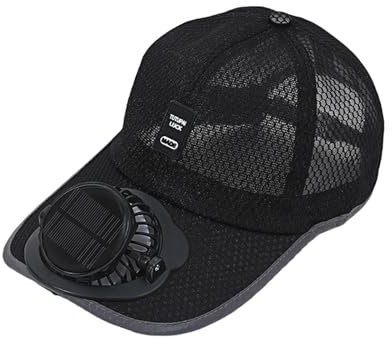 Baoblaze Sun Visor Hats with Fan Summer Breathable Sun Hat for Running Travel Backpacking, black