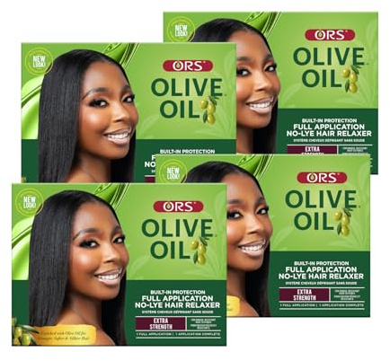 ORS Olive Oil Built-In Protection Full Application No-Lye Hair Relaxer Extra Strength (Pack of 4)
