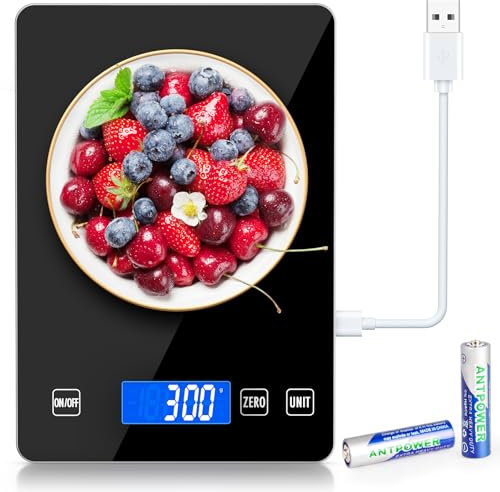 NIWOHOM Bascula Cocina,15 KG Báscula de Cocina Digita,Peso de Cocina Precisión de 1g con Pantalla LCD Grande,Función de Tara,Vidrio Templado,Balanza Cocina para Hornear y Cocinar