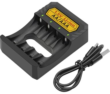 YiQinzcxg 1 station de charge 5 V pour batteries au lithium avec quatre baies pour piles AA/Triple A avec interfaces de type C et protection de sécurité