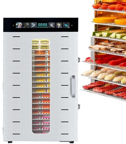 forplubossmmp Deshidratador De Alimentos Eléctrico con Temporizador De 24 Horas, Máquina Secadora Eléctrica De Frutas Y Carnes, Deshidratador De Alimentos Comercial De 16/20 Capas, 30-90 °C,20-Layer