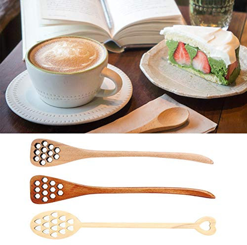 3Pcs, Long Handle Solid Wood Honey Milk Coffee Wood Honey Dipper 7 Mixing Spoon Sets with Dippers Stirring Stick 3 Piece Set Long Handle Reusable Drinks Stirring Rod for Coffee