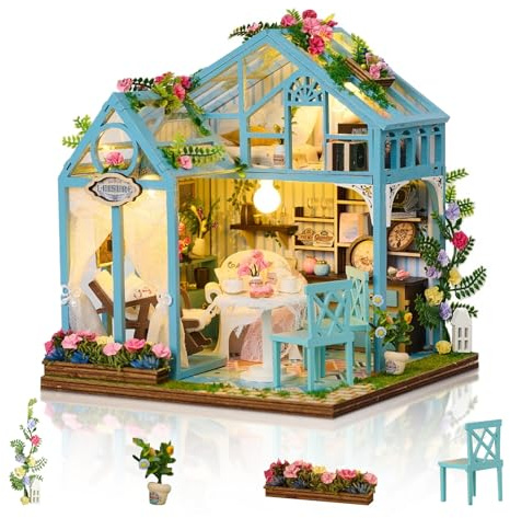 Cuteefun DIY Miniatur Haus Bausatz für Erwachsene zum Bauen von DIY Handwerkshaus Modellbausatz mit Möbel und Werkzeug Machen Sie Ihr eigenes kreatives Geschenk (Freizeitraum)