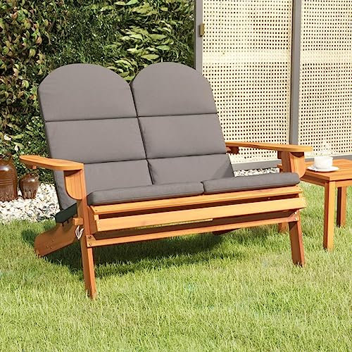 XINCXIN Adirondack-Gartenbank, gartenbank wetterfest sitzbank Balkon Outdoor balkonbank loungesofa Outdoor Geeignet für Patio Garden Yard Porch mit Kissen 126 cm Massivholz Akazie