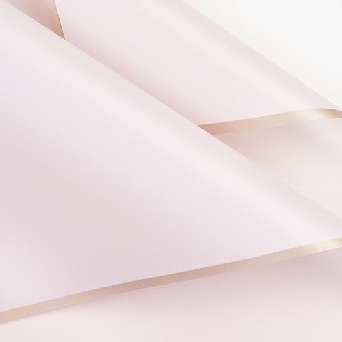 QISF 20 Blatt Blumenstrauß Geschenkpapier - Wasserdichtes Verpackungspapier, Blumenpapier für Geschenkverpackungen, Blumenarrangements, Kunst und Handwerk (Rosa, 58x58cm)