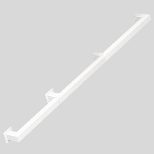 Pasamanos para escaleras, para interiores, 330 cm, color blanco, pasamanos para escaleras, exterior/interior, de acero inoxidable, color blanco, 330 cm