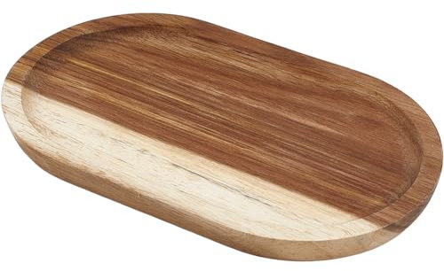 GORGECRAFT Plateau de Service Ovale en Bois Naturel de 20cmX12cm Petit Plateau Décoratif Rustique pour Pain Charcuterie Support pour Aliments Assiette avec Bord Rainuré Thé Table Basse Cuisine Dessert