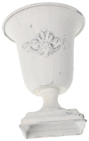 Yardwe Maceta Alta De Metal Estilo Pastoral para Plantas De Interior Maceta De Retro para Suculentas Contenedor para Flores Secas De Habitación Blanco