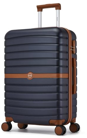 Kono Medium Hard Shell Suitcase, Lightweight ABS+PC Checked Luggage,Navy