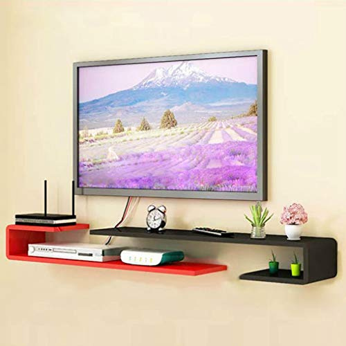 Mobile TV rosso a parete con mensola sospesa, libreria versatile e console multimediale per soggiorno/camera da letto, perfetto per set-top box e router (dimensioni: 100-105 cm)