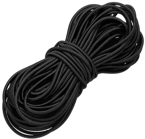 PATIKIL Elastisches Gummiband 3mm x 15m Hochwertiges Polyester Gummiseil Zugseil Für Kajak Plane Befestigung Boot Zelt Camping DIY Handwerk Schwarz