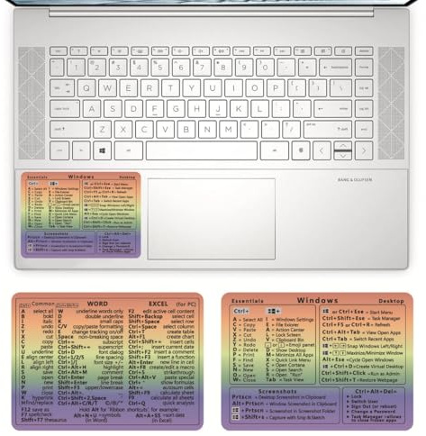 YUVKIN 2 Pcs Adesivi Scorciatoie Tastiera Cheatsheet Sticker per PC (85 x 60mm) (Arcobaleno, Piccolo)