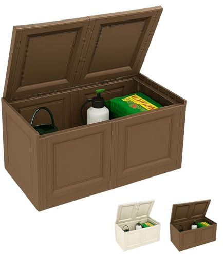 PALUPLUS Baule in Plastica a 2 Moduli con Quadrati, Misura 86x40x42 cm, Cassapanca Effetto Legno, Mobile Contenitore da Interno ed Esterno, Made in Italy, Portata 30 Kg -525C -8,7 (Wengé)