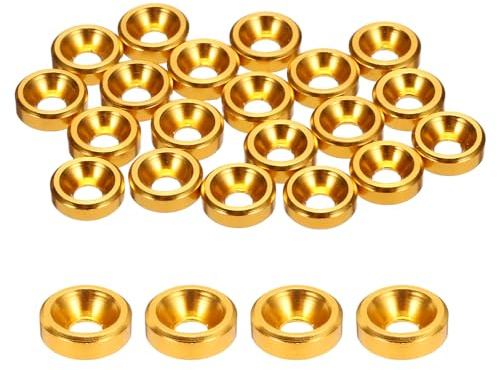 QUARKZMAN Arandelas Cónicas M2 De Cabeza Avellanada. Arandelas De Aluminio Anodizado Para Tornillos Accesorios De Modelos RC/FPV/PC/Drones/Partes Mecánicas. 20PCS (Dorado)