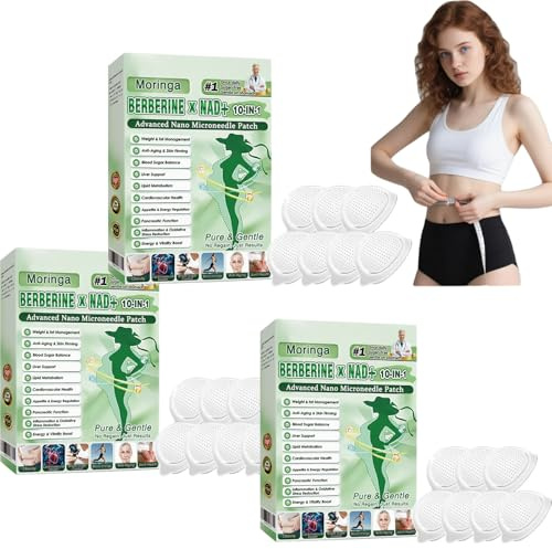 10-en-1 Parches de adelgazamiento avanzados Nano Microaguja - parches de pérdida de peso y reducción de grasa abdominal para hombres y mujeres, apoya el metabolismo,21 parches (3 cajas) (3PCS)
