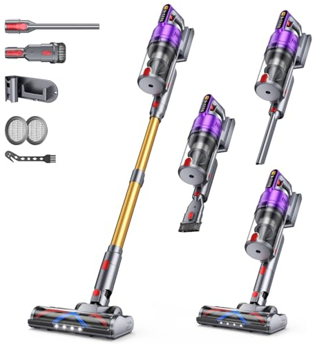 Pdgrid Aspirapolvere Senza Fili Scopa Elettrica (Viola E Oro)
