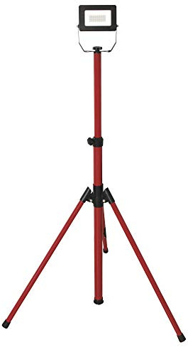 Velamp IS749-2 proyector LED en trípode, 1600lm 20W, Rojo, Cable de 3m, Resistente al Agua IP65. Uso al Aire Libre, Obras, Fiestas y Barbacoa en el jardín, 20 W, Negro