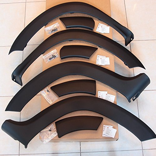 Dacia 4 x Kotflügel Verbreiterung Radlauf Schutz für Duster I (2010-2017), Schwarz, Front und Rear, Original Zubehör, Teilenummer: 8201274674