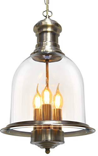 Long Life Lamp Company Vintage Glass Pendant Light Brass Hanging Antique Ceiling Chandelier Candle Lantern M0121