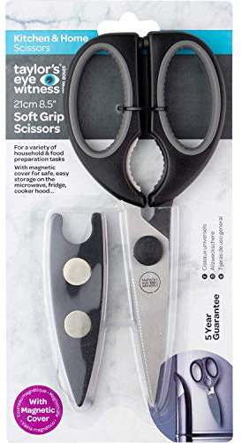 Taylors Eye Witness Kitchen Scissors with Magnetic Sheath - Black Handle & Cover