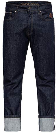 King Kerosin Pantalones vaqueros básicos de 5 bolsillos para hombre, diseño selvedge, algodón elástico, corte recto Robin Selvedge Denim. 42W x 34L