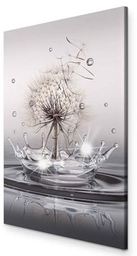 murando - Wandbilder XXL Pusteblume 60x90 cm 1 tlg - Vlies Leinwandbild Kunstdruck modern Bilder Wanddeko Wohnzimmer Schlafzimmer Bild - Natur Wassertropfen Blumen Löwenzahn Tautropfen b-C-0732-b-a