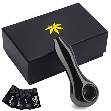 SUNNEKO Glaspfeife Glaspfeifenlöffel Dicke kleine handgemachte hitzebeständig geruchlos Tasche passen schöne Farbe Geschenk für Vater Ehemann ihn und Sammler Enthusiasten mit Schutzhülle