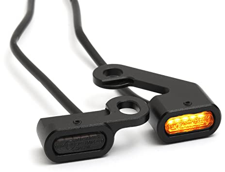 Dock66 Mini LED Blinker Set Lenkerarmatur für Harley Softail ab 15, E-Glide FLH 09-16, schwarz, ECE