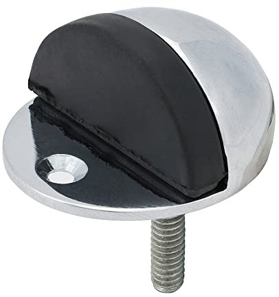 TIMCO Oval Door Stop - Polished Chrome - Floor Mounted - Protective Rubber Buffer tip - 47mm