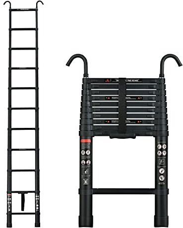 3,2M Alu Teleskopleiter Mehrzweckleiter Aluminium Trittleiter, Stehleiter Klappleiter Aluleiter Schiebeleiter, Mehrzweck-Verlängerungsleiter für Haushalt oder Außenbereich, 150 KG Kapazität